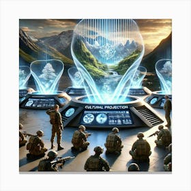 A Futuristic Sci Fi Scene Showcasing Cultural Projection Arrays Canvas Print