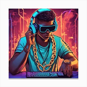 Gamer With Headphones 1 Canvas Print