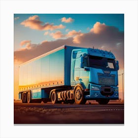 Sunset With Truck (7) Canvas Print