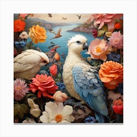 Birds In The Garden Canvas Print