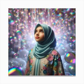 Muslim Girl With Bubbles 2 Canvas Print