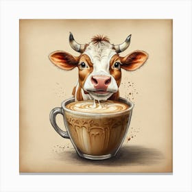 Cow With A Cup Of Coffee 1 Canvas Print