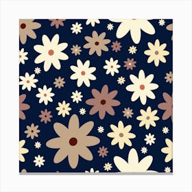 Hippie Flowers Boho Seamless Background Floral Retro Pattern Canvas Print