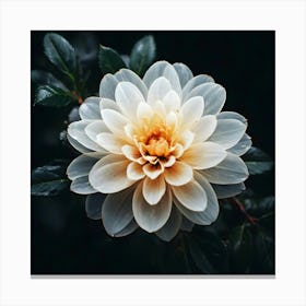 White Dahlia Flower 5 Canvas Print