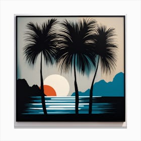  A Black Palm Trees Art Print  Canvas Print