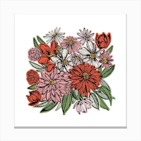 Vibrant Dahlia Flower Square Canvas Print