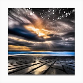 Music Notes On The Beach 3 Canvas Print