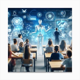 Classroom With Robots Canvas Print