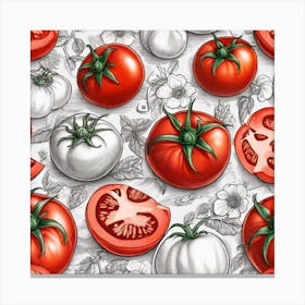 Seamless Pattern With Tomatoes Canvas Print