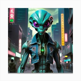 Alien In The City 3 Canvas Print