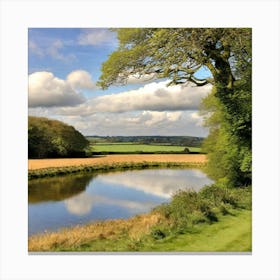 Pond In A Field Canvas Print