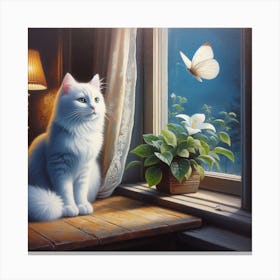 Cat By The Window Canvas Print