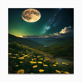 Full Moon In The Mountains Canvas Print