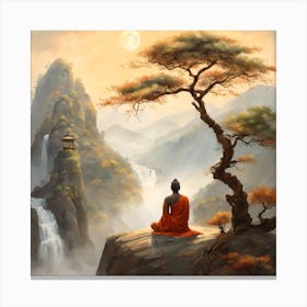 Buddha Painting Landscape (7) Canvas Print