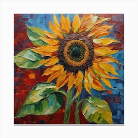 Expressionist on wood "Flower of Sunflowers" Canvas Print