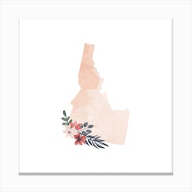 Idaho Watercolor Floral State Canvas Print