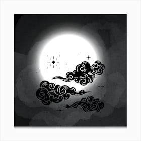 Moon And Clouds black and white #wallart Canvas Print