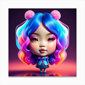 Asian Girl With Colorful Hair Canvas Print