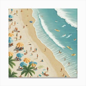 Illustration Of A Beach Scene 2 Canvas Print