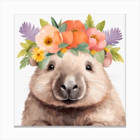 Floral Baby Wombat Nursery Illustration (10) Canvas Print