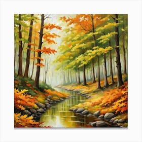 Forest In Autumn In Minimalist Style Square Composition 159 Canvas Print