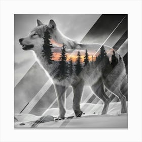 Wolf At Sunset Canvas Print