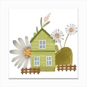 Daisy green House Canvas Print