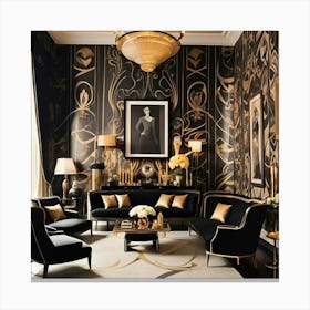 Black And Gold Living Room 7 Canvas Print