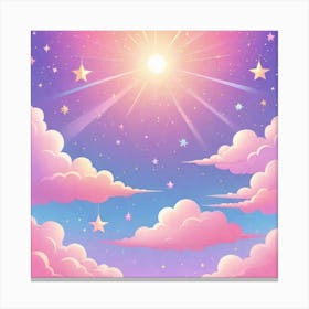 Sky With Twinkling Stars In Pastel Colors Square Composition 61 Canvas Print