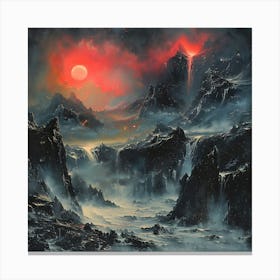 Sunset Over The Mountains, Impressionism And Surrealism Canvas Print