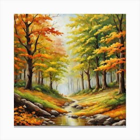 Forest In Autumn In Minimalist Style Square Composition 92 Canvas Print