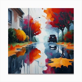 Autumn Leaves On The Road Canvas Print