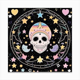 Skull With Stars And Moon Canvas Print