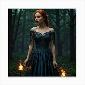 Mermaid In The Forest Canvas Print