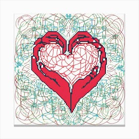 Heart Of Love, A Heart Made Of Interconnected Hands Representing Global Compassion And Unity Canvas Print