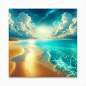 Beach With Clouds Canvas Print