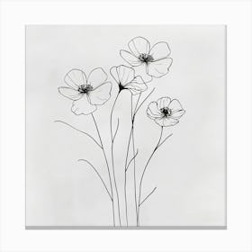 Line Art Of Flowers 3 Canvas Print