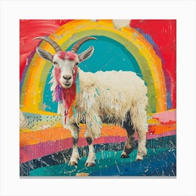 Kitsch Rainbow Goat Collage 1 Canvas Print