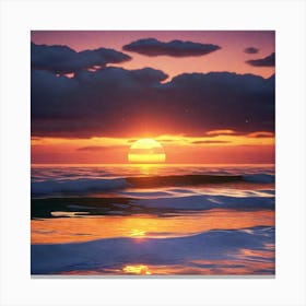 Sunset Over The Ocean 13 Canvas Print