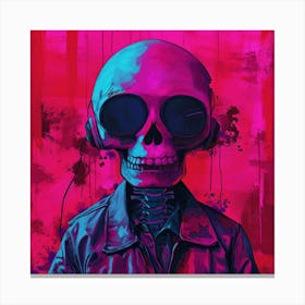 Skeleton With Headphones Canvas Print