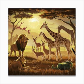 Giraffes In The Sun Canvas Print
