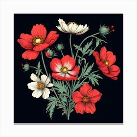 Red And White Poppies Canvas Print