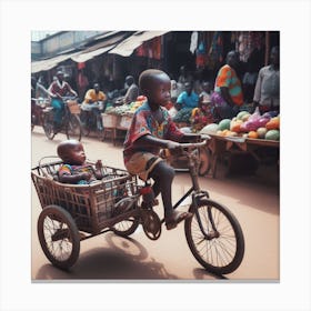 Children On A Bicycle Canvas Print