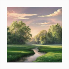 Stream In The Grass Canvas Print