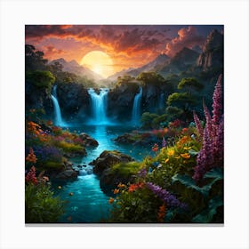 Waterfall In The Forest 1 Canvas Print