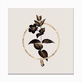 Gold Ring Greater Periwinkle Flower Glitter Botanical Illustration Canvas Print