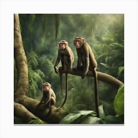 Monkeys In The Jungle 1 Canvas Print