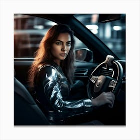 Girl Starting Security Isolated Dashboard Press Lock Control Car Circle Stop Ignition Sa (2) Canvas Print