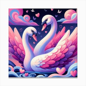 Pair of swan with love 2 Canvas Print