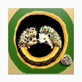 Hedgehogs Huddle Canvas Print